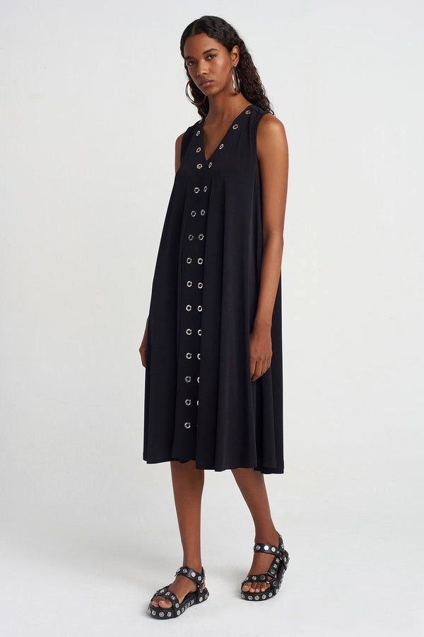 NU Eyelet Jersey Dress Black