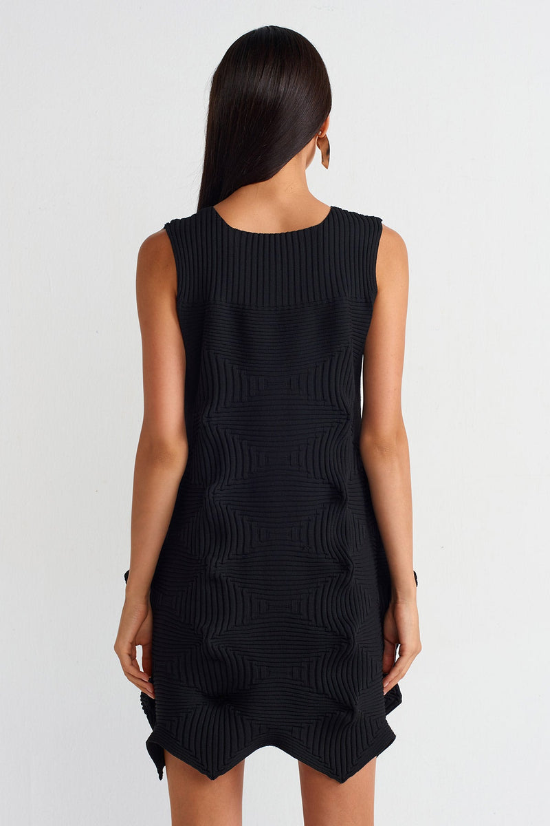 NU Origami Knitwear Short Dress Black