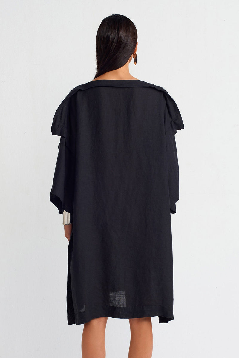 NU Silver Printed Linen Dress Black - Silver