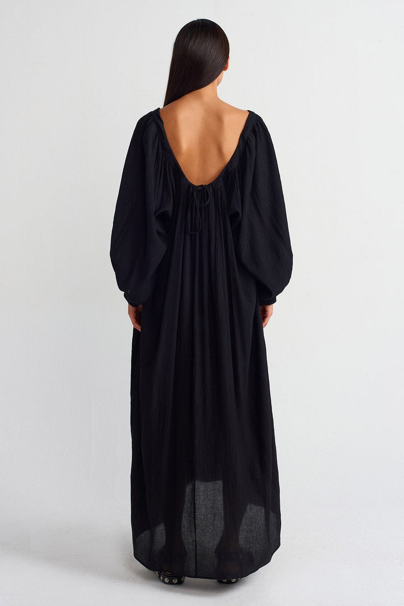 NU Crinkled Elegant Dress Black