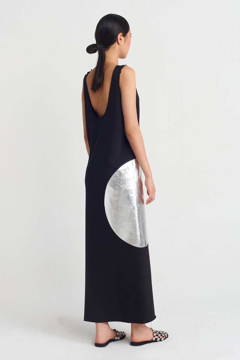 NU Circle Printed Dress Black - Silver