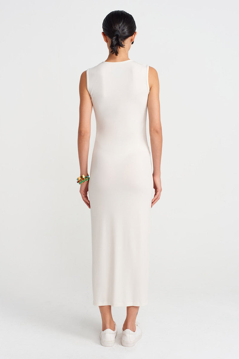 NU Plain Long Jersey Dress Ecru