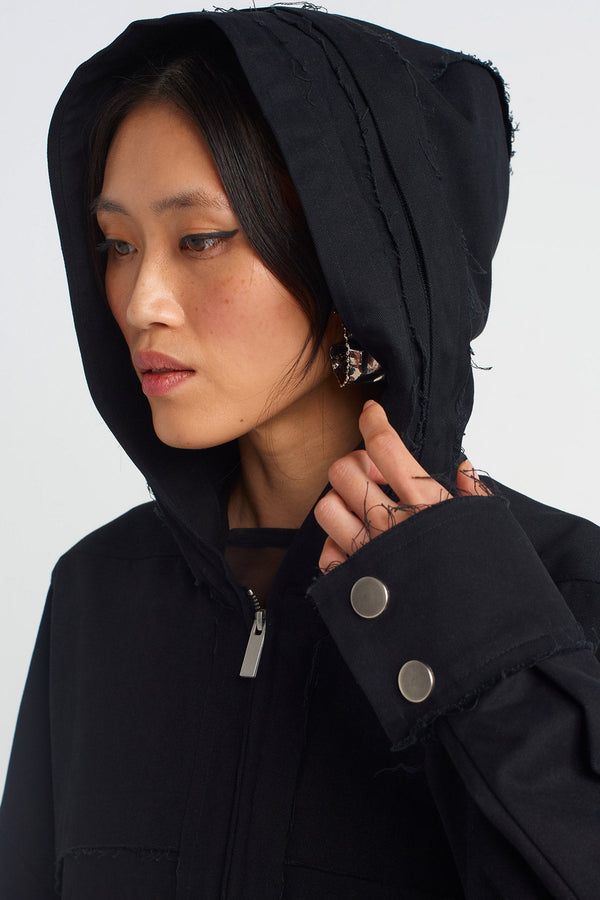 NU Distressed Stitch Denim Jacket Black