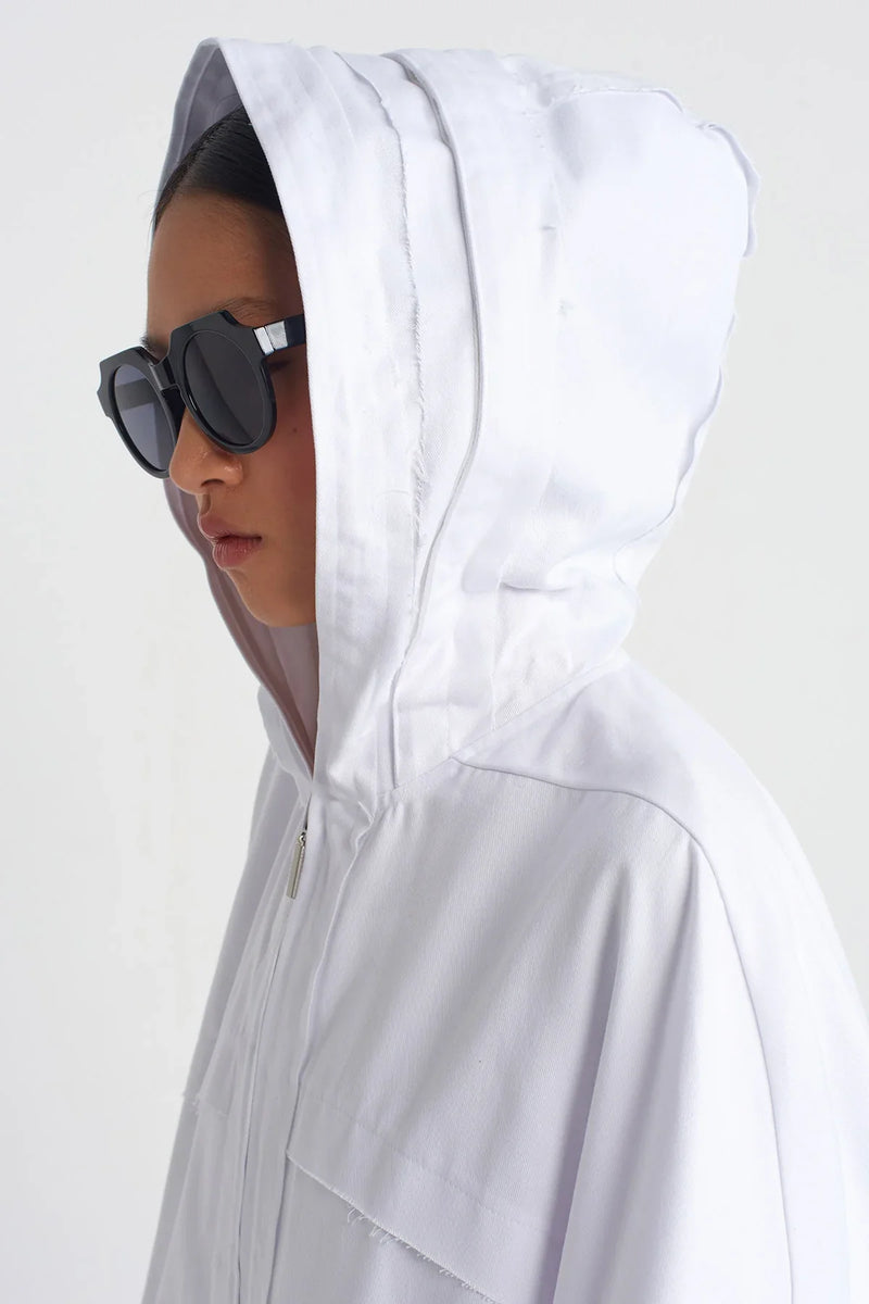 NU Distressed Stitch Denim Jacket Off White