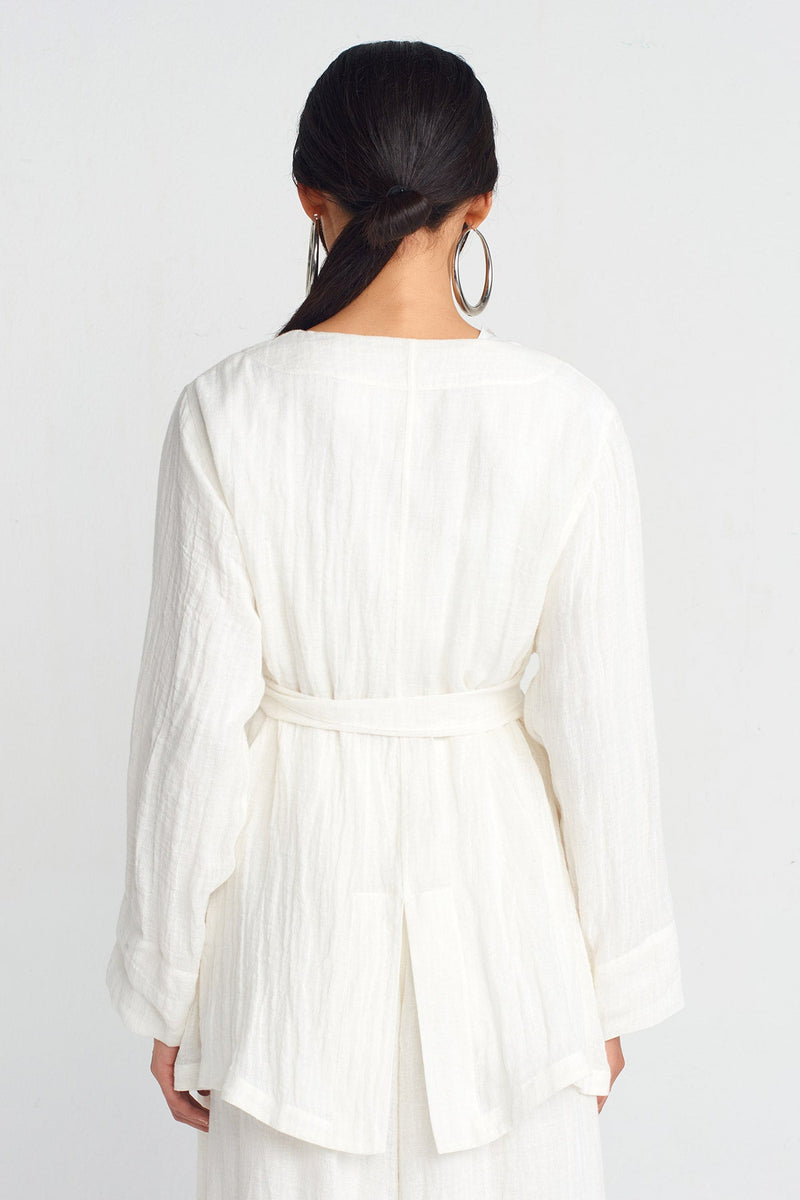 NU Linen Belted Jacket Off White