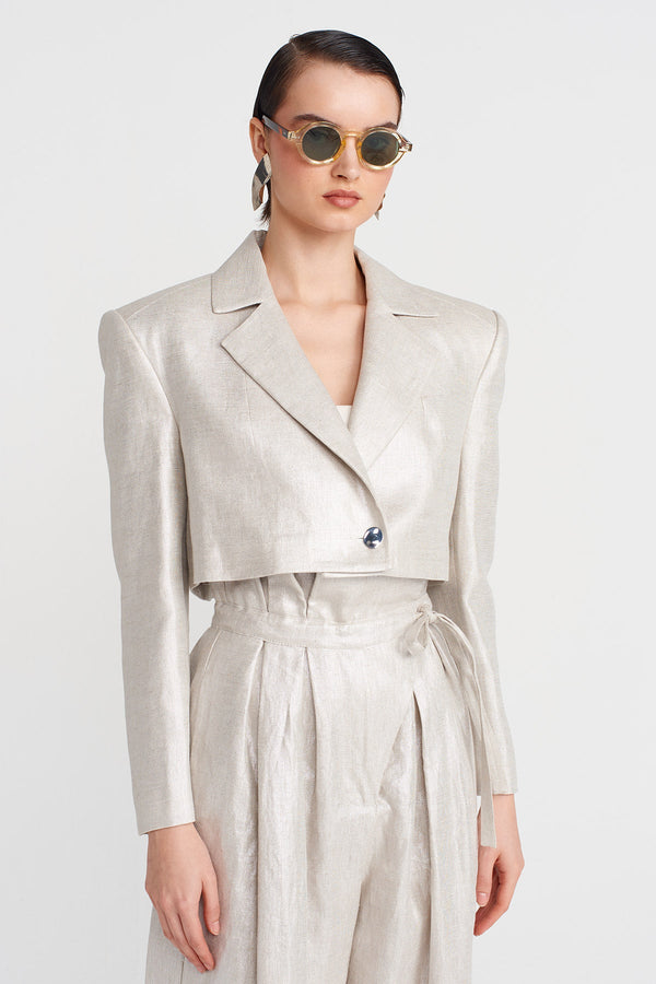 Nu Cropped Blazer Coated Jacket Silver