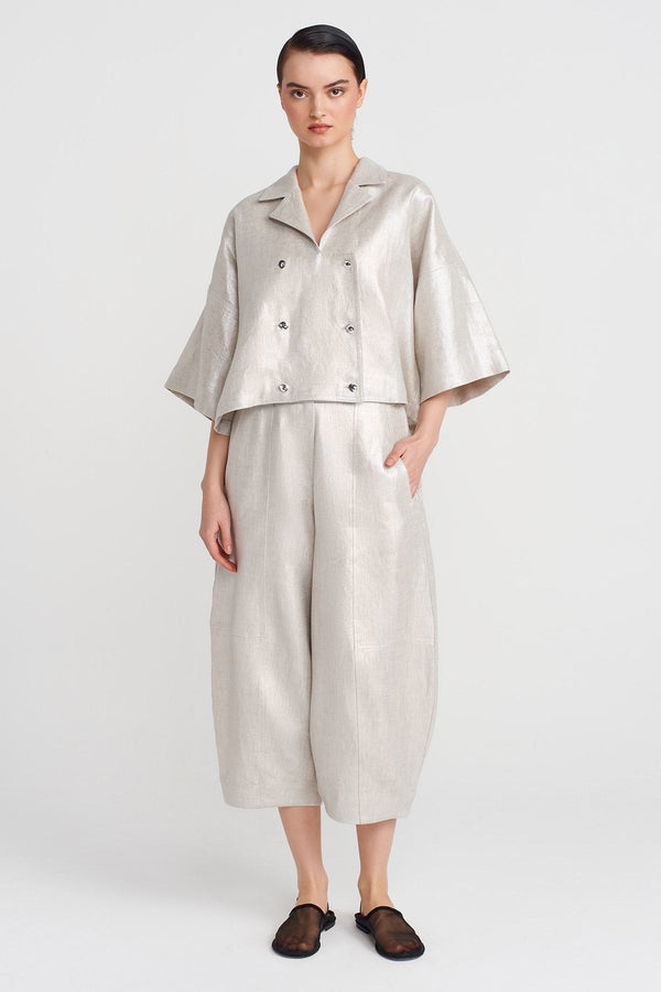 Nu Buttoned, Coated Fabric Jacket Silver