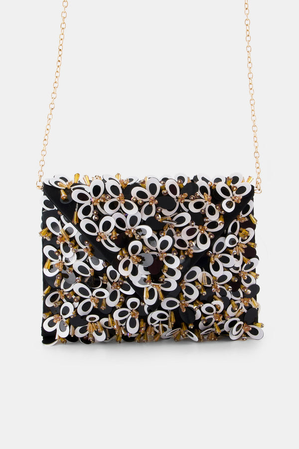 Nean Crystal Embellished Clutch Bag Black