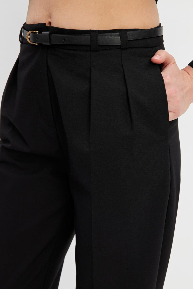 Setre Belt Detail Pleated Trousers Black