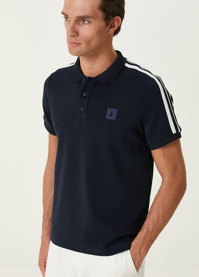 Beymen Club Men Stripe Detailed Polo T-Shirt Navy