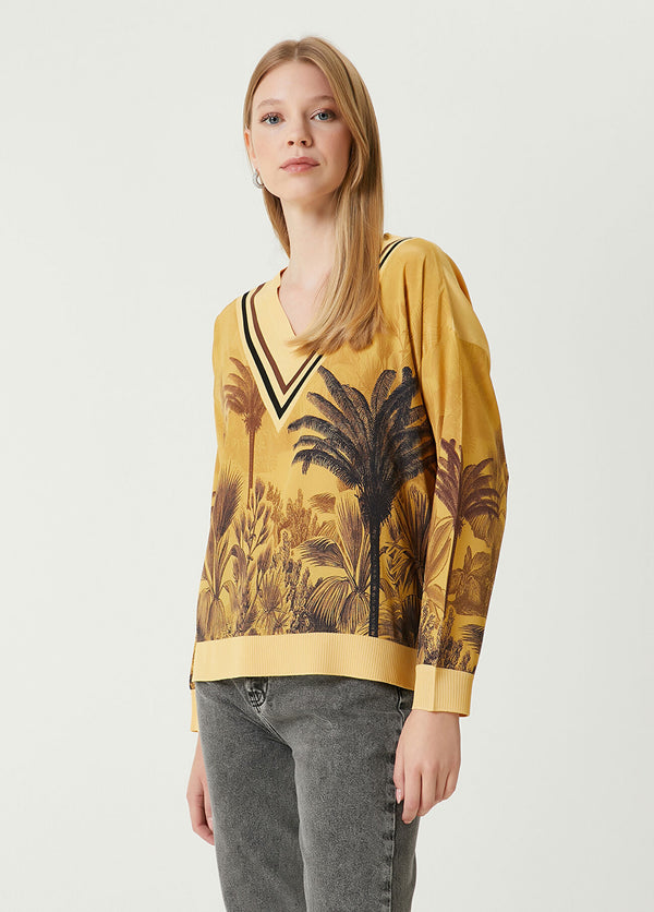 Beymen Club Palm Printed Sweater Light Green