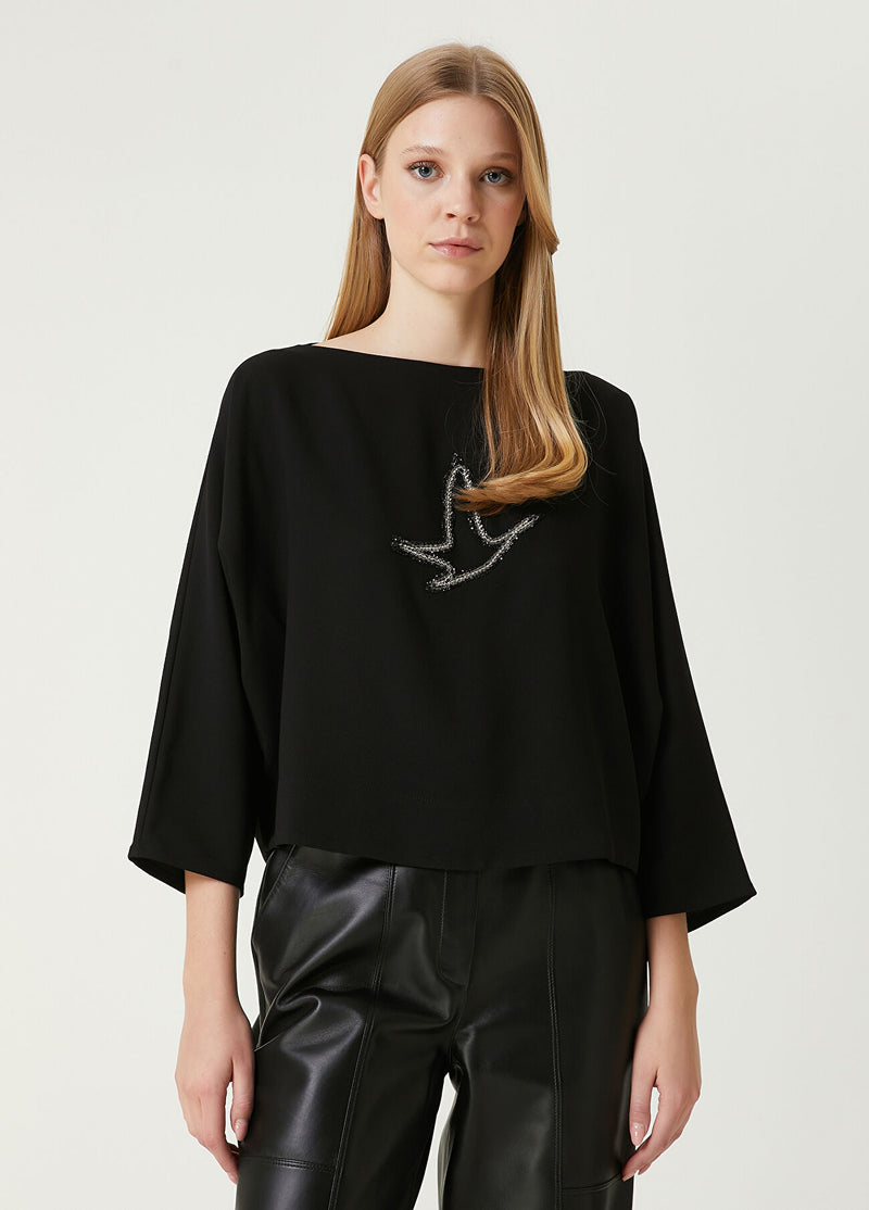 Beymen Club Logo Embroidered Blouse Black