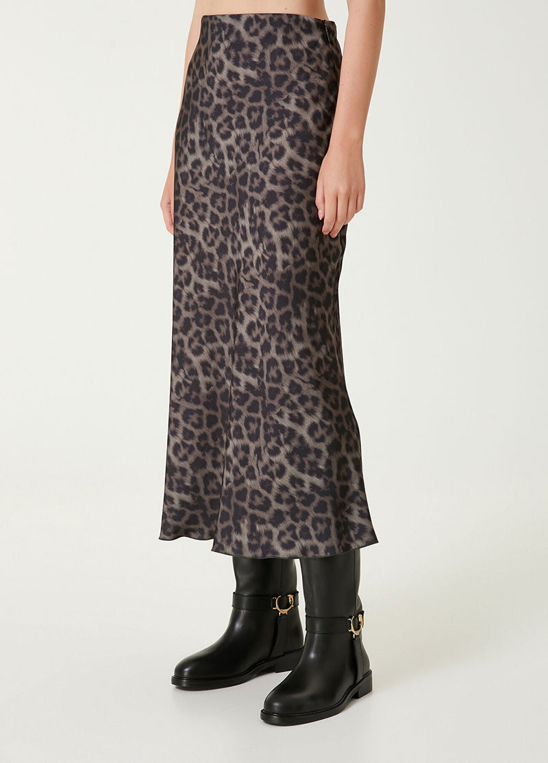 Beymen Club Leopard Printed Midi Skirt Brown