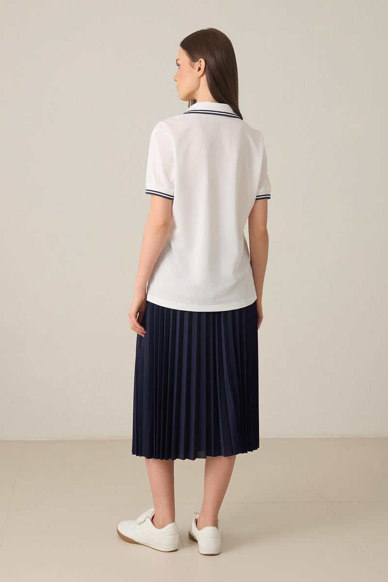 Setre Striped And Embroid Detailed T-Shirt Ecru/Navy