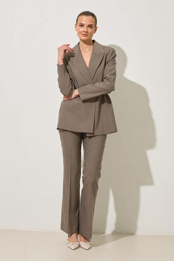 Setre Belt Detailed Blazer With Trousers Brown