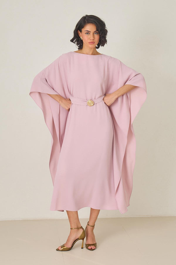 Setre Waist Belt Detailed Midi Length Dress Powder Pink