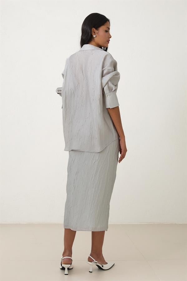 Setre Wrinkled-Effect Long Sleeve Shirt Light Green