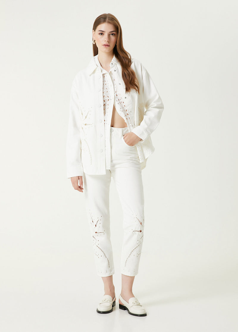 Beymen Club Embroidered Detail Denim Jacket Off White