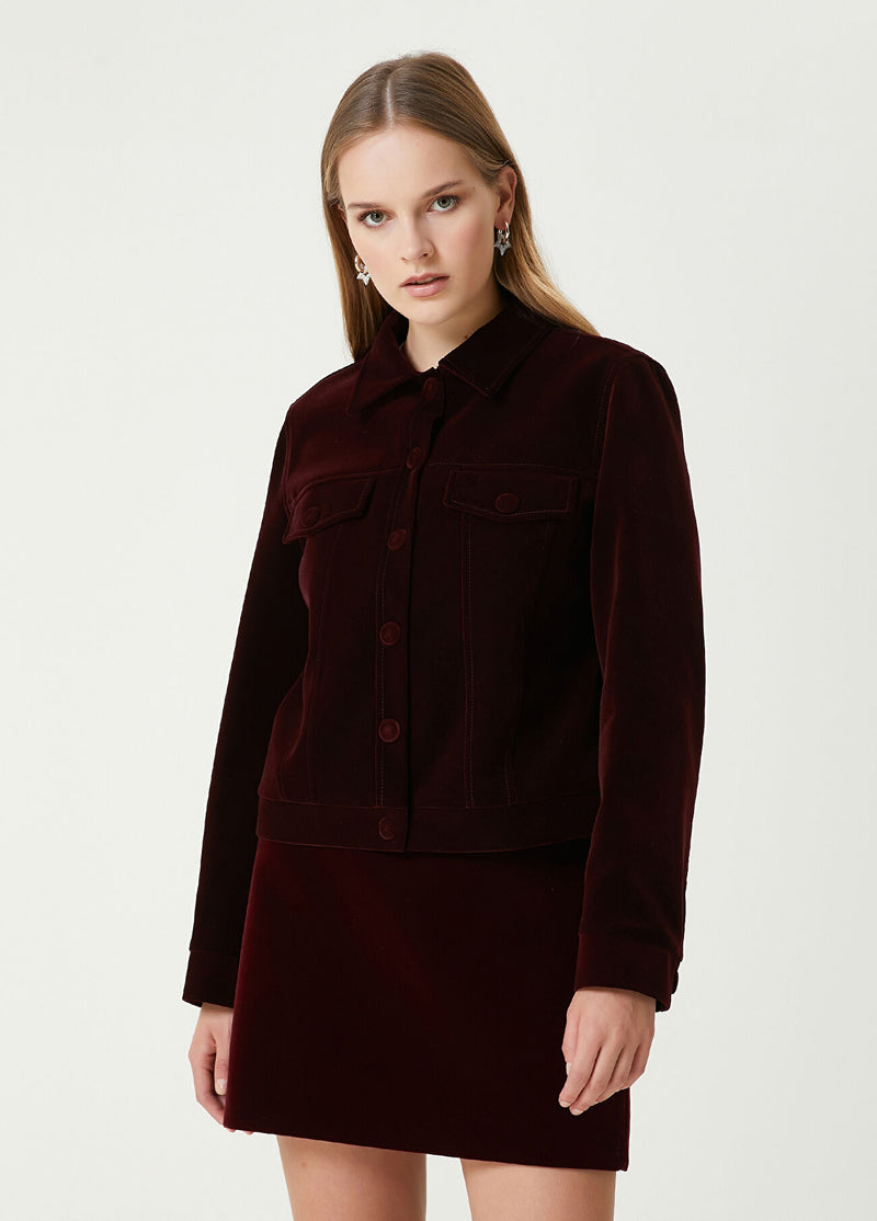 Beymen Club Burgundy Velvet Trucker Jacket Burgundy