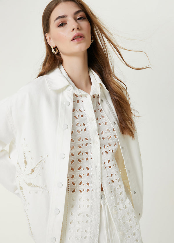 Beymen Club Embroidered Detail Denim Jacket Off White