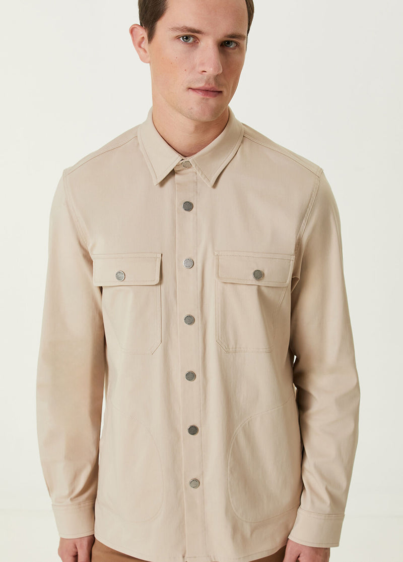 Beymen Club Men Pocket Detailed Outer Shirt Beige