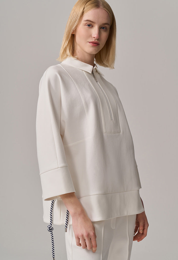 Choice Long Sleeves Basic Blouse Off White