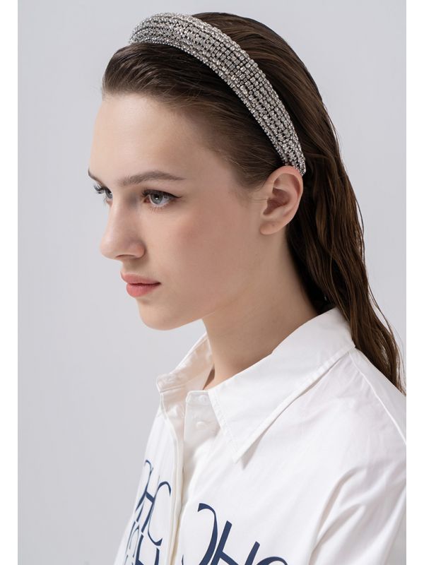 Choice Crystal Embellished Wide Hairband Silver