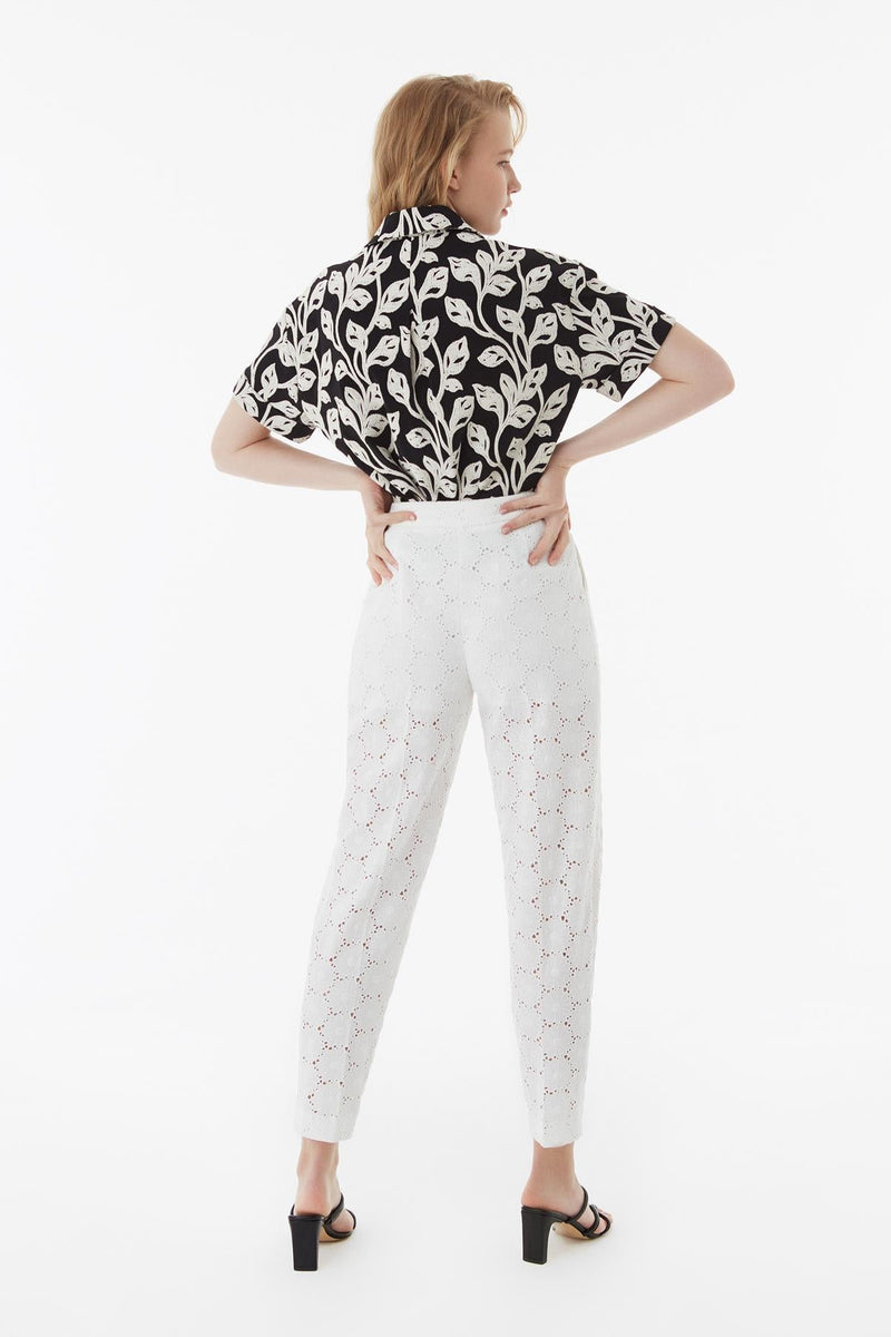 Exquise Trouser Embroied Off White - Wardrobe Fashion