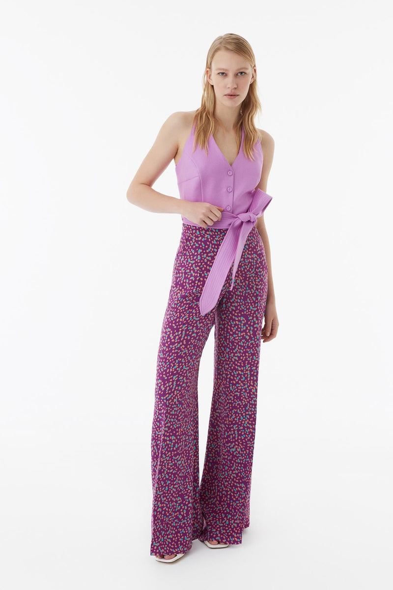 Exquise Trouser Paisley Print Purple - Wardrobe Fashion