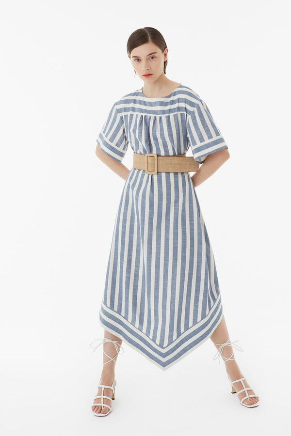 Exquise Dress Stripe S/Sl Print - Wardrobe Fashion