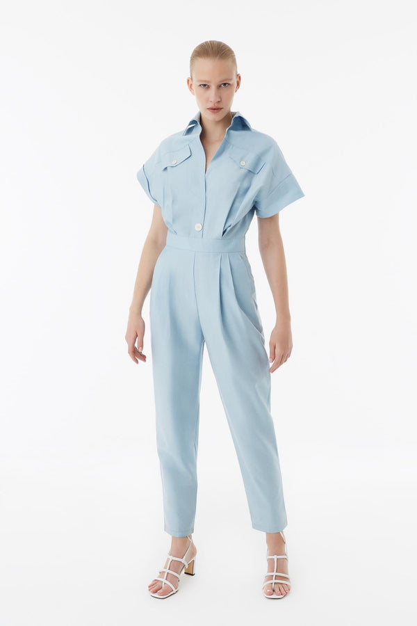 Exquise Jumpsuit S/Sl Blue - Wardrobe Fashion