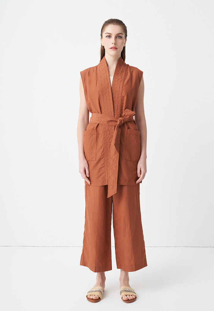 Choice Solid Wide Leg Trousers Brick