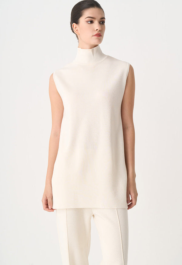 Choice Basic Sleeveless Knitted Top Cream