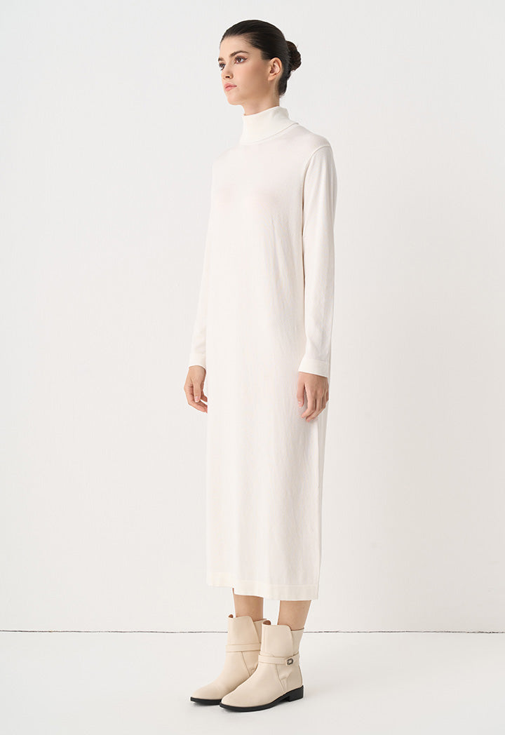 Choice Turtleneck Basic Maxi Dress Off White