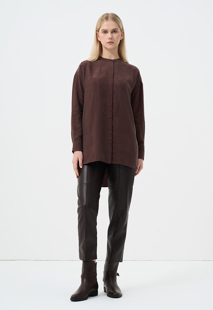 Choice Solid Long Sleeve Shirt Brown