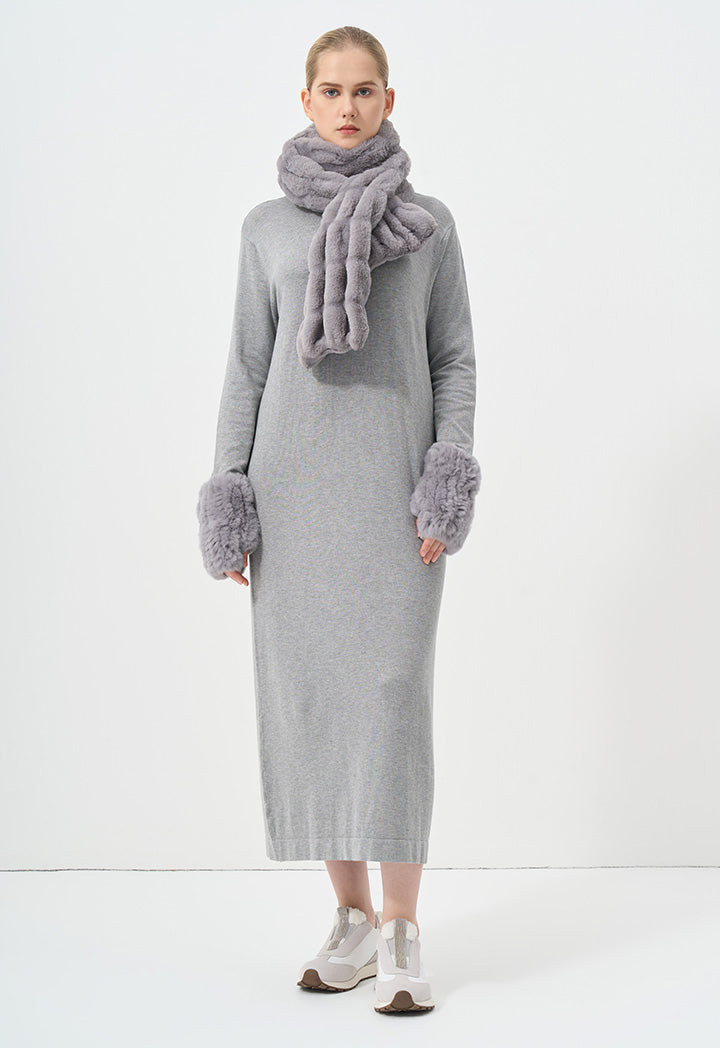 Choice Turtleneck Basic Maxi Dress Grey