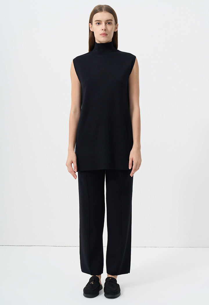 Choice Basic Sleeveless Knitted Top Black