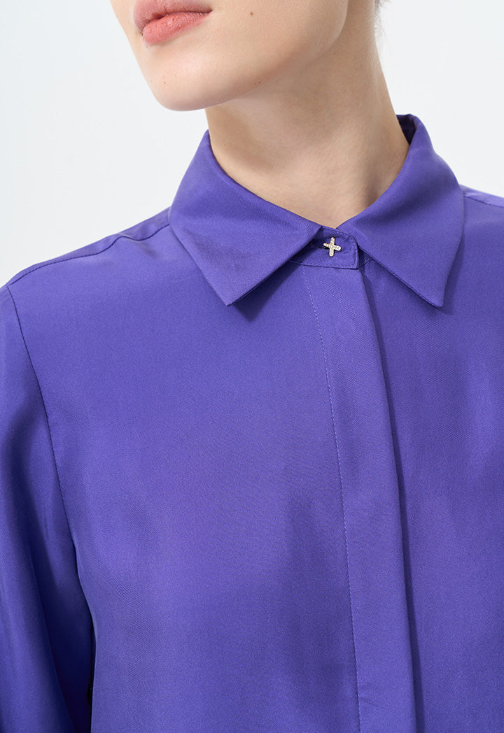 Choice Single Toned Long Sleeve Shirt Purple