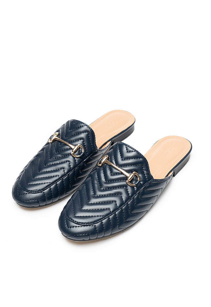 Choice Quilted Mules With Metallic Accessory Navy