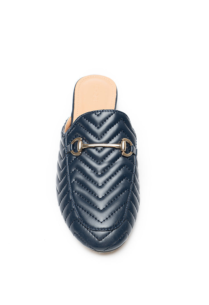 Choice Quilted Mules With Metallic Accessory Navy