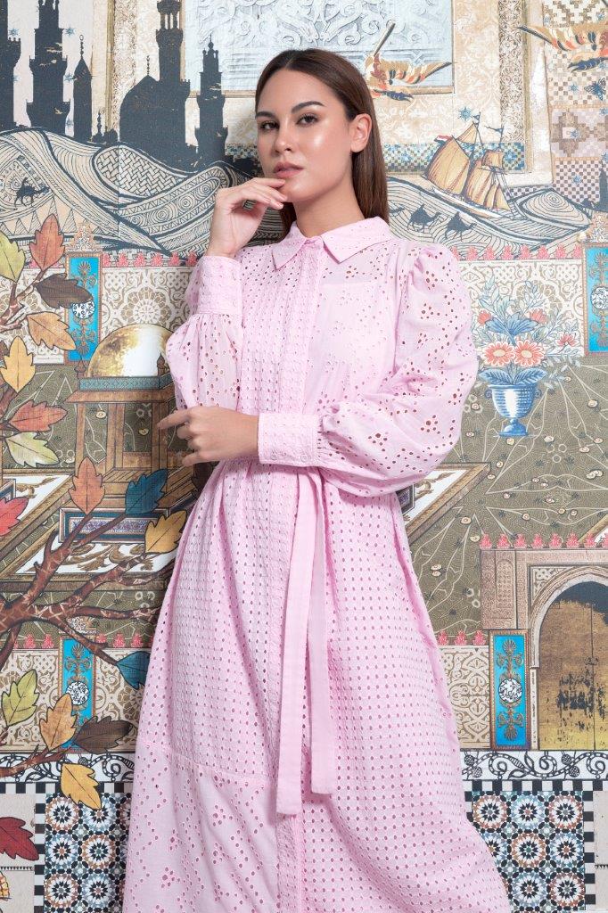 Choice Schiffli Shirt Dress Pink