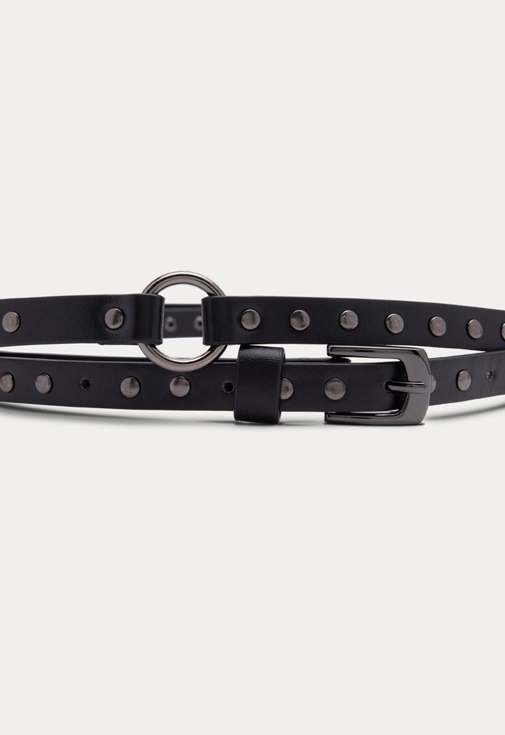 Choice Skinny Flat Studded Belt Black - Wardrobe Fashion