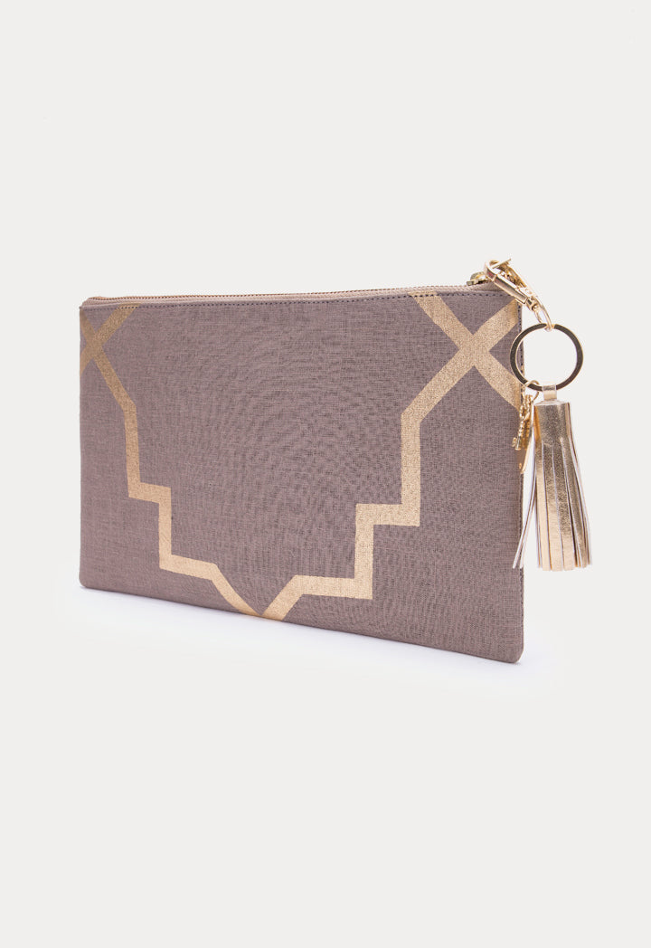 Choice Contrast Geometric Print Pouch Bag Khaki - Wardrobe Fashion