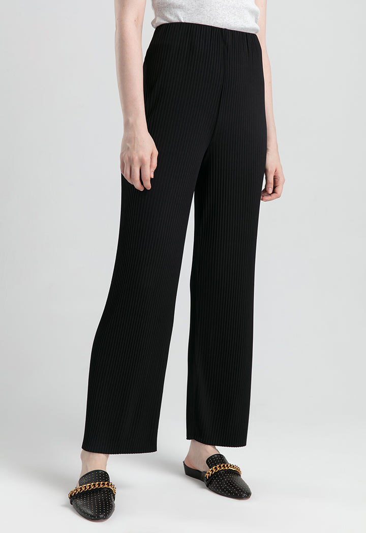 Choice Pleated Stretch Jersey Palazzo Wide Leg Pants Black