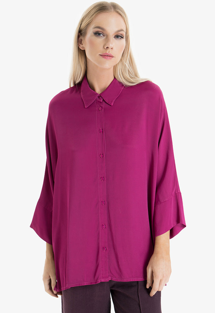 Choice Solid Oversize Shirt Fushia