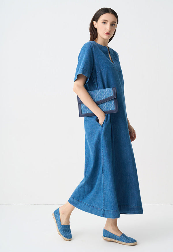 Choice Denim V-Neck Maxi Dress Blue