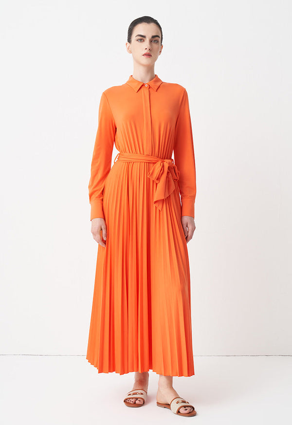 Choice Solid Half Button Maxi Dress Orange