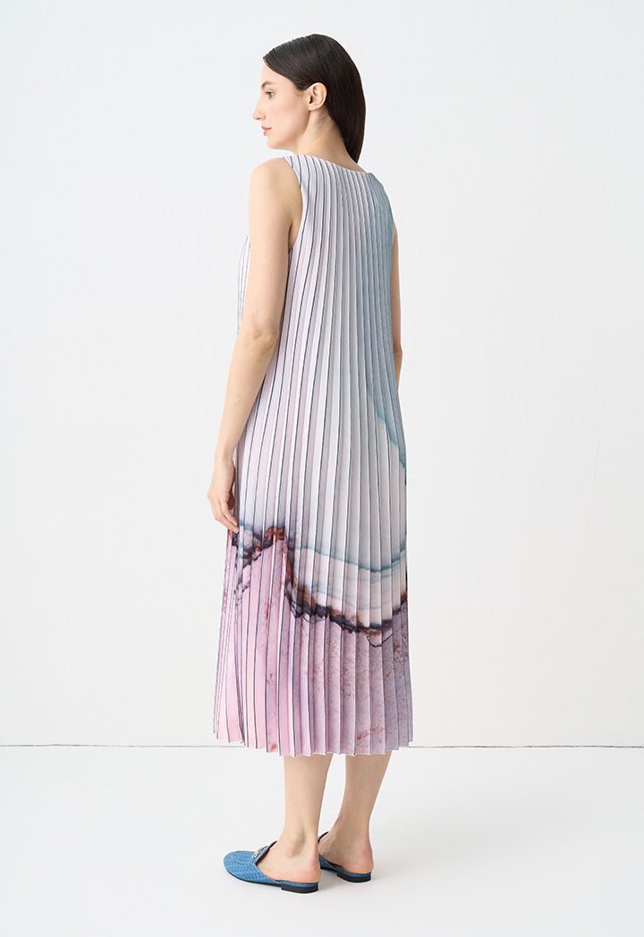 Choice Printed Striped Sleeveless Maxi Dress Multicolor