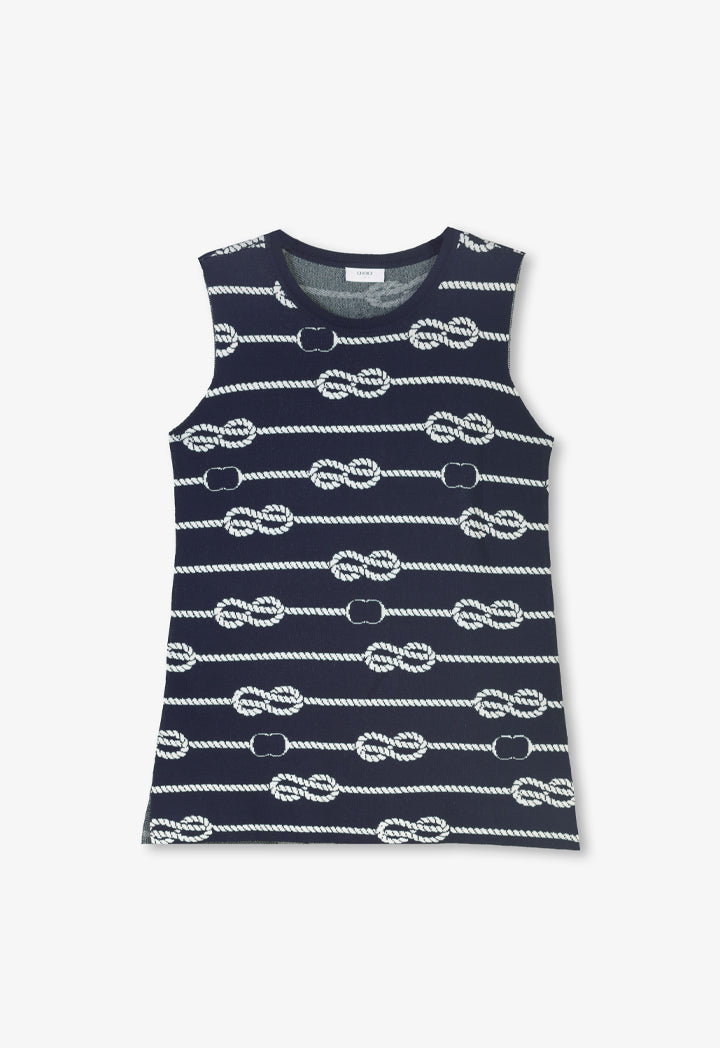 Choice Contrast Knitted Sleeveless Top Navy