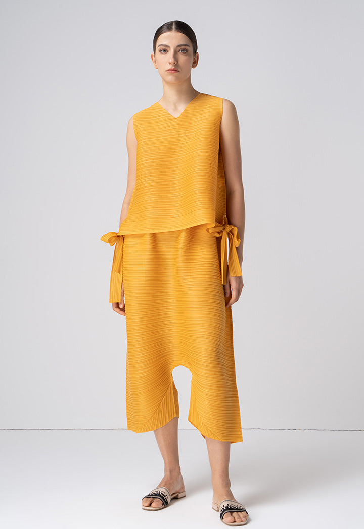 Choice Pleated Culottes Trousers Mustard